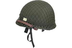 WXKHV WW2 US Army M1 Steel Military Helmet Replica, WW2 Gear, WW2 Uniform, Vietnam War Helmet with Net Cover Chin Strap Cat Eye Band