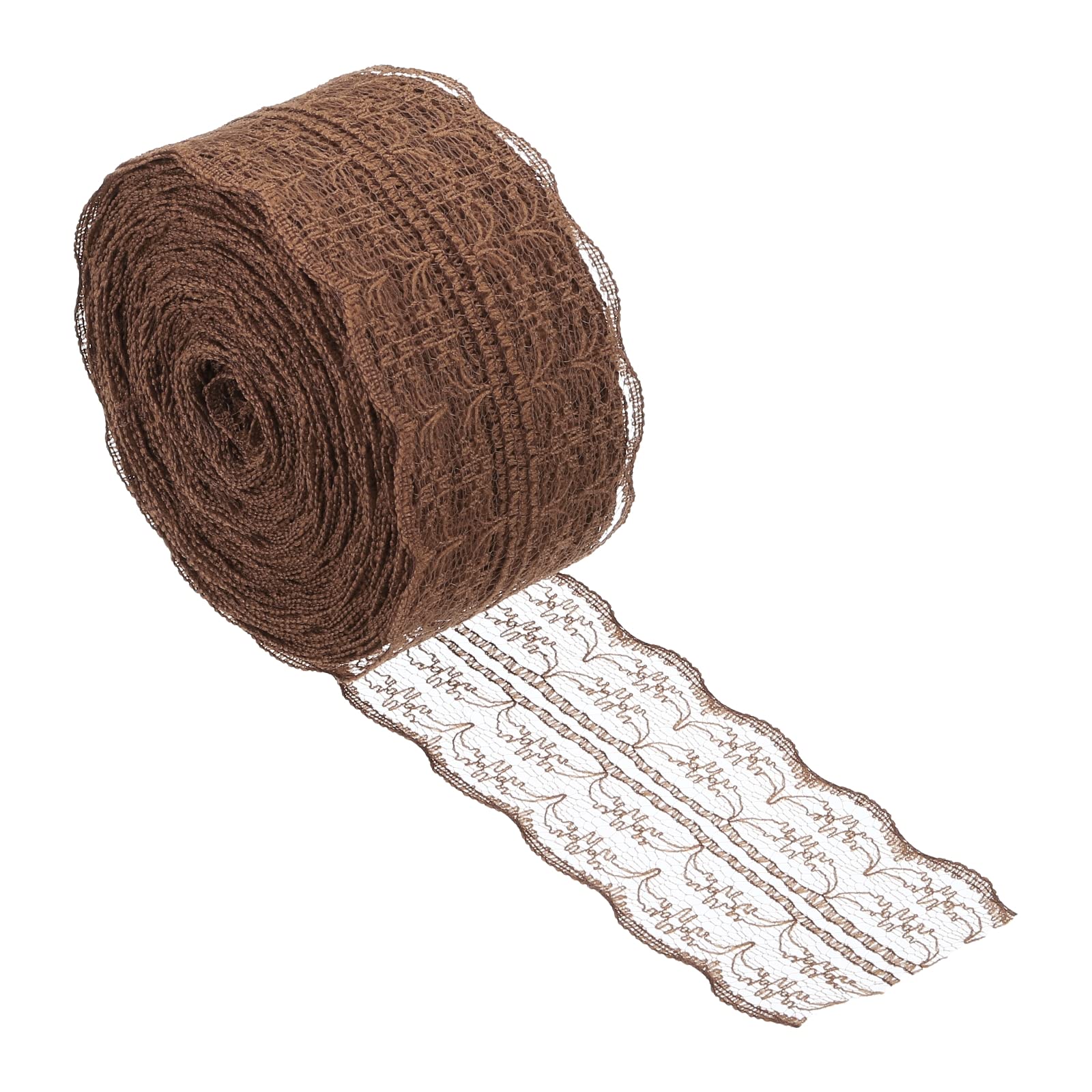 PATIKIL 1.8 Inch x 25 Yards Lace Trim Ribbon, Non-Stretch Lace Sewing Roll Gift Package Floral Wrapping for Party Home Decoration Dress Craft, Brown