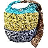 BenThai Products BTP! Elephant Floral Print Sling Crossbody Shoulder Bag Purse Hippie Hobo Thai Cotton Gypsy Bohemian Large