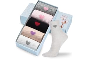 Corlap Women's Crew Socks Ankle High Cotton Fun Cute Athletic Running Socks Gifts For Women (5-Pairs With gifts Box)