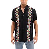 Mexican Shirts for Men Guayabera Shirt Traditional Embroidered Dress Up Fiesta Independence Day of The Dead Cinco De Mayo