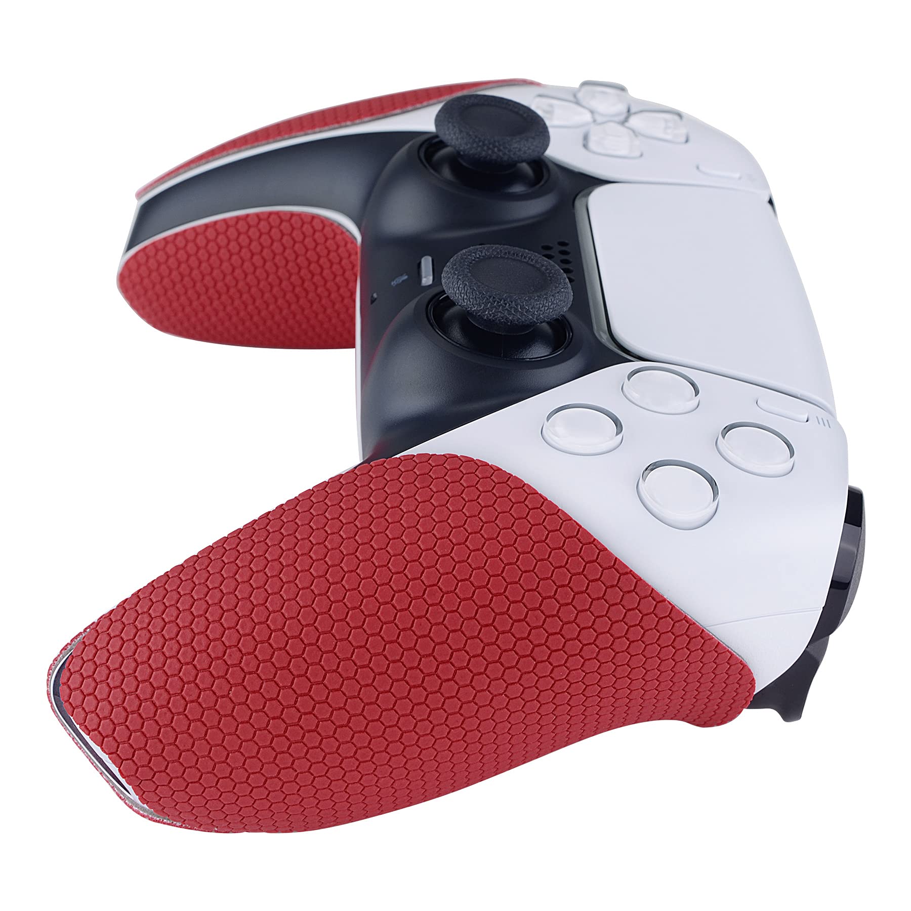 eXtremeRate PlayVital Red Anti-Skid Sweat-Absorbent Controller Grip for ps5 Controller, Professional Textured Soft Rubber Pads Handle Grips for ps5