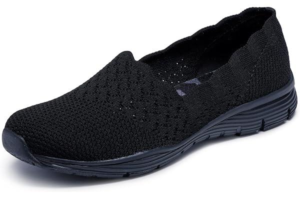 Skechers Womens Seager - Stat - Scalloped Collar, Engineered Skech-Knit Slip-on - Classic Fit Loafer