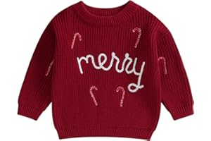 COORALLY Baby Christmas Sweaters Infant Toddler Crewneck Sweatshirt Candy Cane Embroidey Knit Sweater Pullover