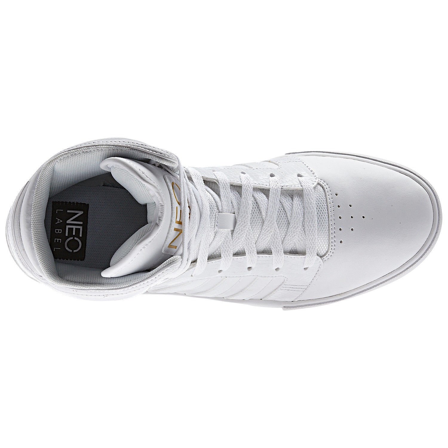 Adidas Neo BBNEO Hi-Top Ortholite Q38754 White/Gold Leather Whiteout Men's Shoes (Size 8) on 