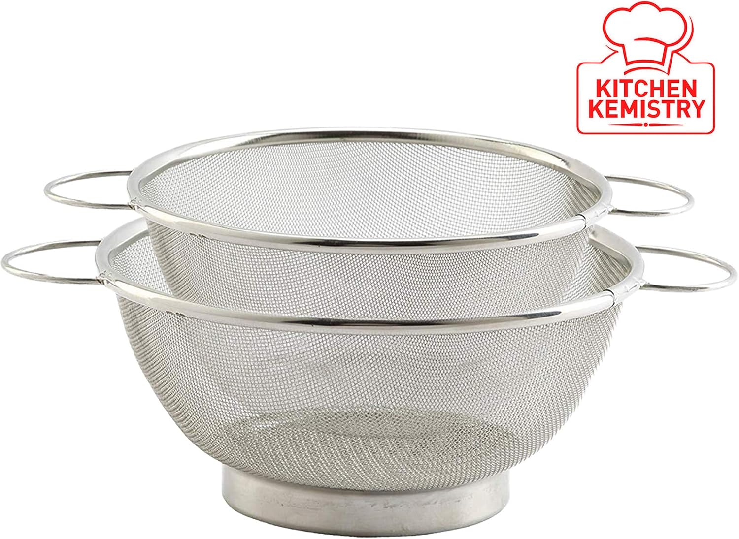 Kitchen Kemistry, Premium Strainer Colander Basket Stainless Steel - (Size : 16 & 20 cm), Set of 2 pcs
