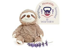 warmies Microwavable & Weighted Stuffed Animals, Sloth - Heated Stuffed Animal Plushie for Warmth & Comfort - Cute Soft Plush Toys for Boys, Girls, Babies & Toddlers