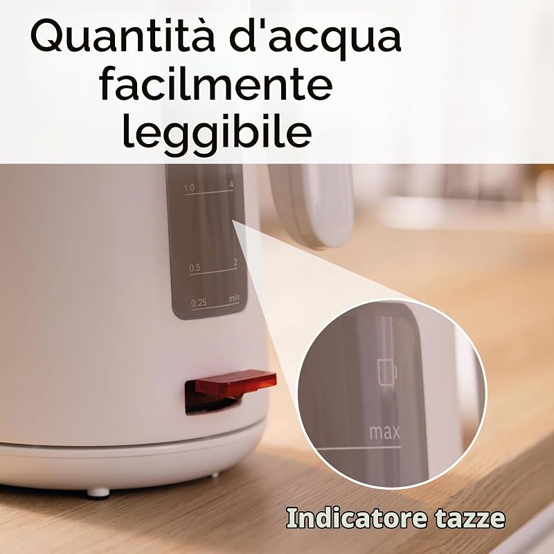 MyMoment TWK2M161 - Bollitore senza fili con spegnimento automatico, protezione da surriscaldamento, indicatore di tazza, filtro anticalcare rimovibile, protezione contro il deambulo,
