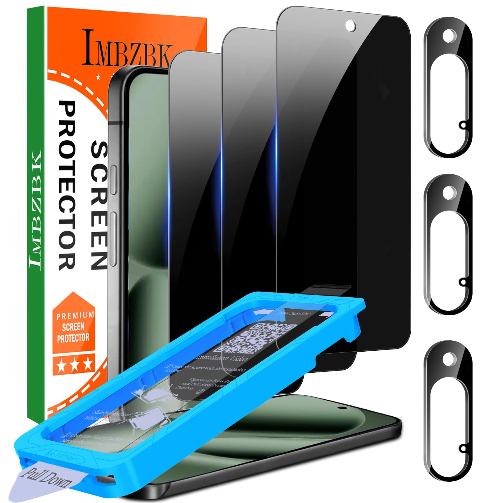 Photo 1 of IMBZBK [Auto-Dust Removal] 3 Pack Privacy Screen Protector for Google Pixel 10 [Phone Case Friendly], 3 Anti Spy Tempered Glass Camera Lens Protector Accessories, Military Grade Shatterproof