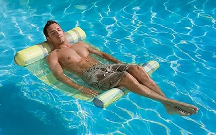 54 Green and Blue Plaid Extra Large Water Hammock Swimming Pool Lounger