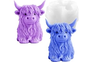 Highland Cow Silicone Molds 3D Cow Resin Candle Soap Making Mold Cow Ice Cube Silicone Molds Tray Fondant Chocolate Cake Deco