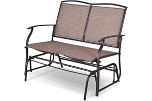 HAPPYGRILL Outdoor Swing Glider Loveseat Chair for Backyard Garden Rocking Seating Patio Bench with Powder Coated Steel Frame