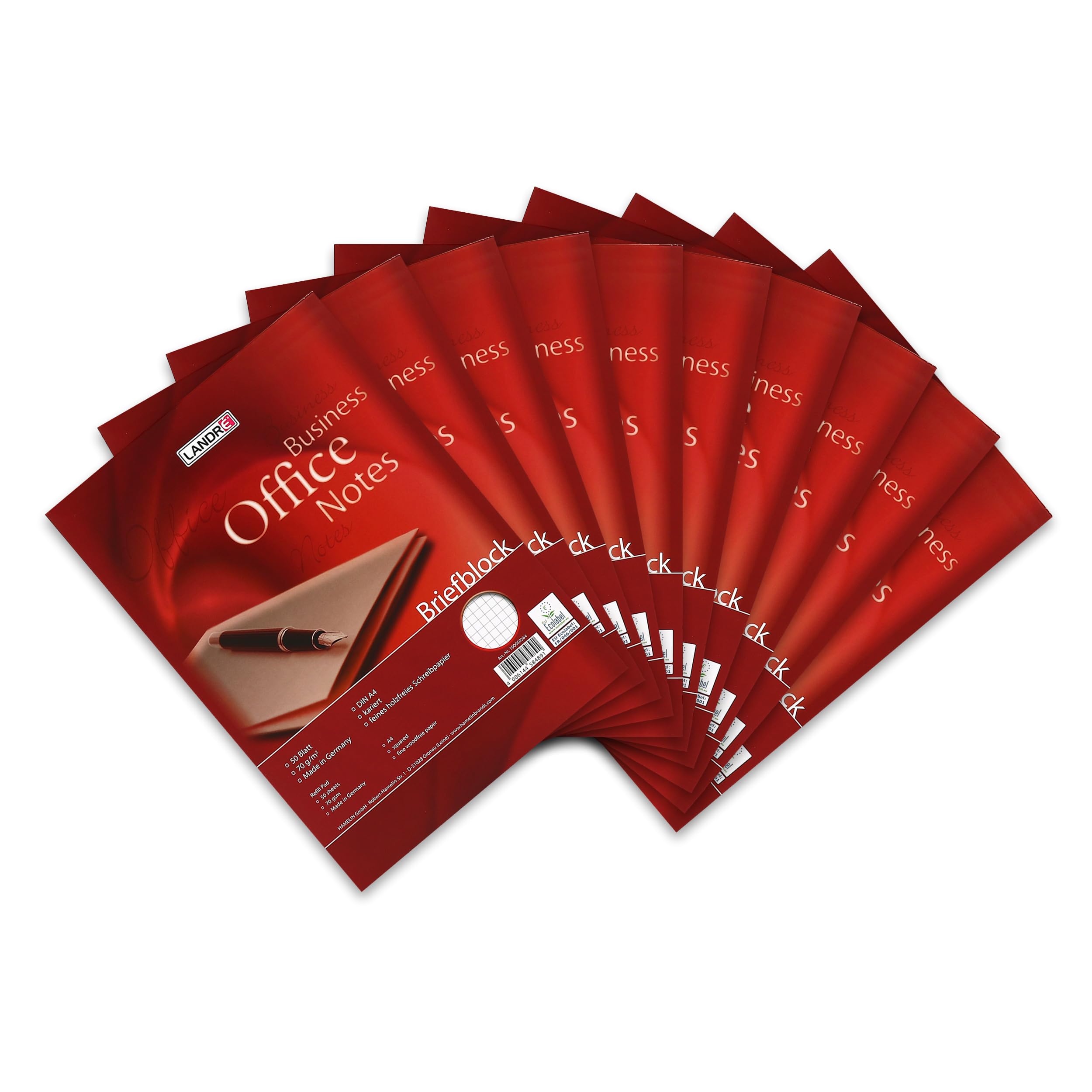 Landré A4 Squared Notepad 50 Sheets 70gsm Paper (Pack of 10)