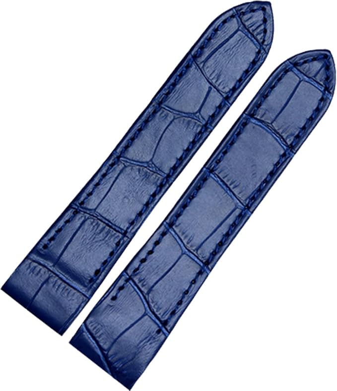 New 20mm Blue Watch Leather Strap Alligator Grain Band FIT Cartier