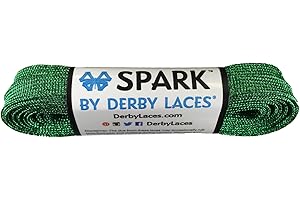 Derby Laces Green Spark Shoelace for Shoes, Skates, Boots, Roller Derby, Hockey and Ice Skates