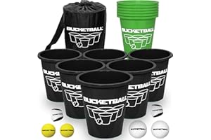 BucketBall | Team Color Edition | Combo Pack (Black/Green): Original Yard Pong Game: Best Camping, Beach, Lawn, Outdoor, Family, Adult, Tailgate, Jumbo, Giant Game