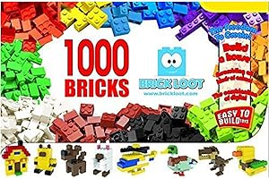 Brick Loot 1,000 Building Blocks w/Storage Box Organizer, Toy Bricks for Kids & Adults 6 Year Old +, Fun Toys for Boys or Girls, Building Block Sets, Compatible with Lego & All Brands, 70 Free Pieces