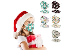 HEALT 4-Ply Kids Winter KF_94 Face_Masks with Cute Designs, 50 Pack Boys Girls Disposable Protective Facemasks with Nose Wire, 3D Breathable FaceMasks for Holiday New Year Party (Christmas_1, KF_94_KID)