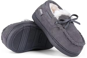 SEMARY Toddler Kids' Moccasin House Shoe with Indoor Outdoor Memory Foam Sole Protection Slipper U722WLFX-0914