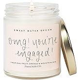 Sweet Water Decor OMG! You're Engaged Candle - Engagement Candle Gift for Bride - Bridal Shower Gift for Her - 9oz Clear Jar, 40 Hour Burn Time, Made in The USA