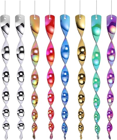 Yafe 8Pcs Reflective Bird Deterrents 30cm 7 Colors Wind Spinner