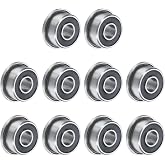 uxcell F693-2RS Flanged Ball Bearing 3x8x4mm Double Sealed Chrome Steel Flange Bearings, 10pcs