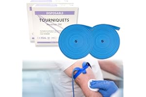 CHOYTONG Med Tourniquet - Disposable, Latex Free, TPE, 18 Inch Long, 2 Rolls of 50 pcs, Blue