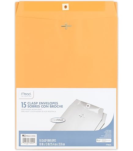 Goefun 20-Pack 10x13 Clasp Envelopes - Heavy Duty 100GSM Kraft Paper, Double Seal For Mailing & Storage (Brown/Yellow)