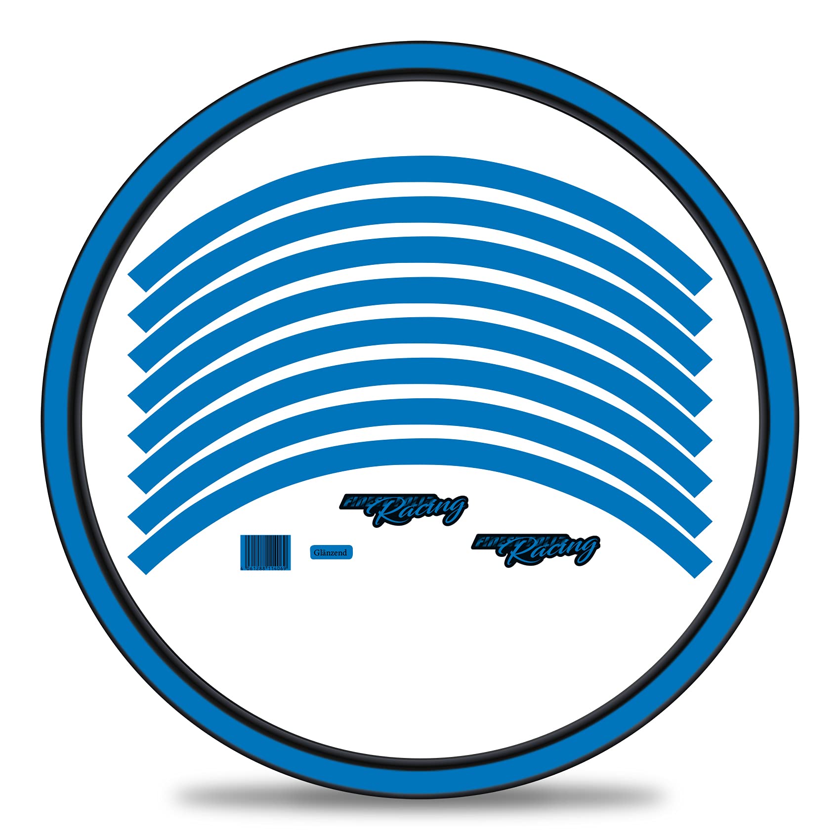 Finest Folia Set of 16 Wheel Rim Stickers for Bicycle Rims in Classic Design Complete Set for 27 Inch / 29 Inch Ebike Road Bike Mountain Bike MTB Balance Bike (Neon Blue, Shine)