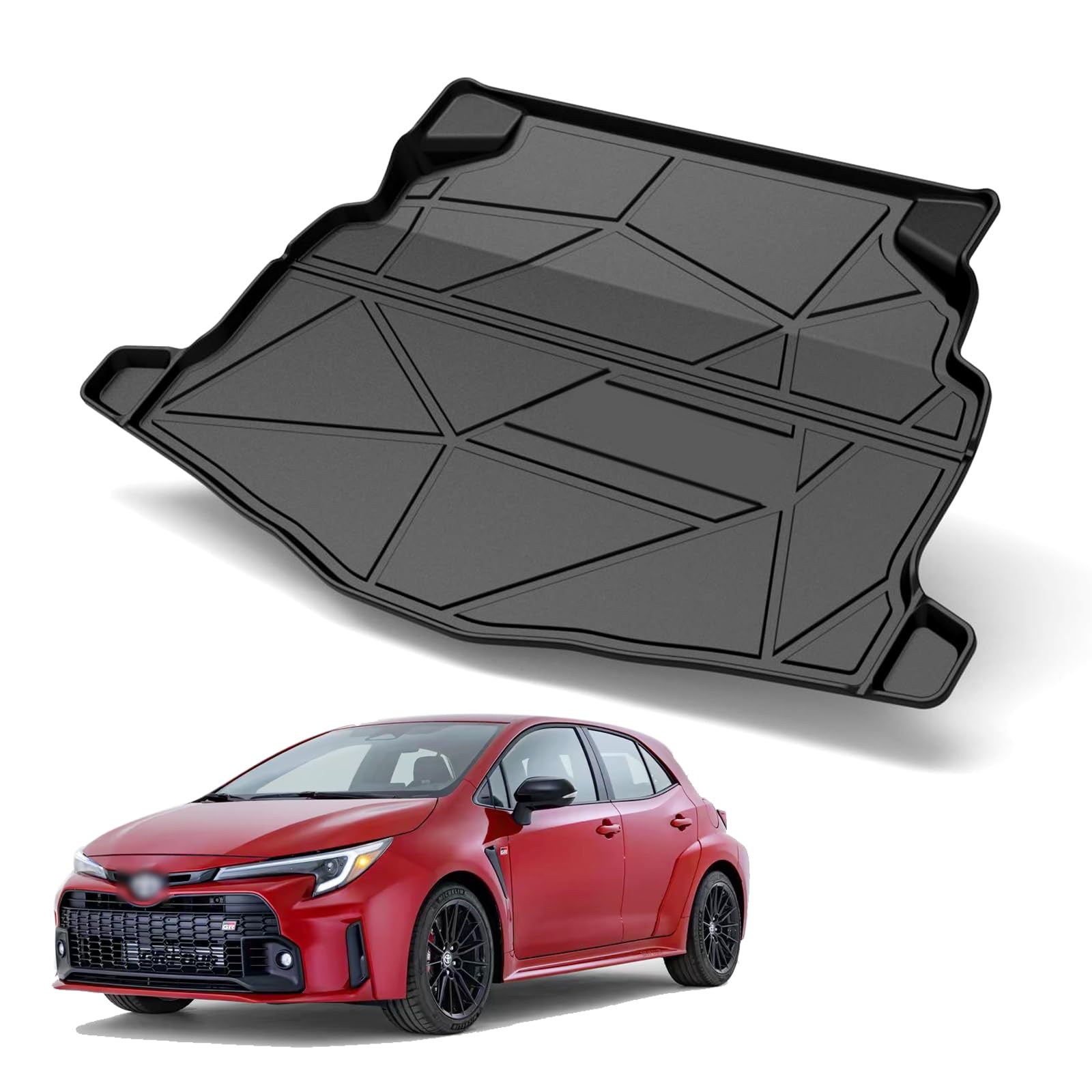 Photo 1 of Elsetyler Custom Fit for Cargo Liner 2021-2024 Toyota Corolla Hatchback Behind 2nd Row - Black TPE All Weather Heavy Duty Waterproof Rear Cargo Tray Trunk Floor Mat Protector