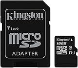 Kingston 16 GB UHS Class 1/Class10 microSDHCUHS-I Flash Memory Card (microSDHCto SD Adapter Included)