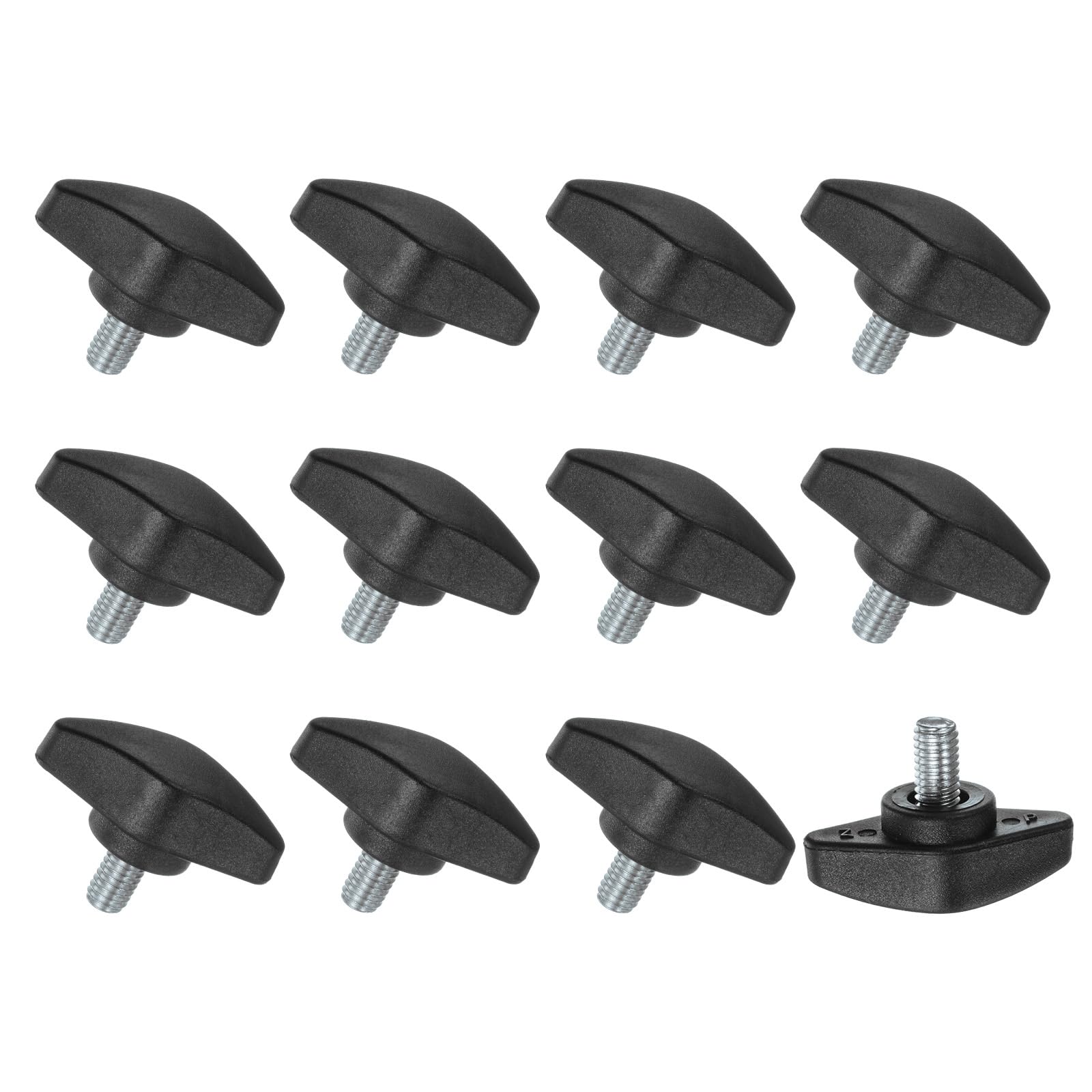 M METERXITY 12-Pack Thumb Screws, M6x10mm Tee Wing Knobs, Plastic T Handles Clamping Knob for Woodworking/Machinery/Equipment, Tightening Thread Thumbscrew [Black] — image 1