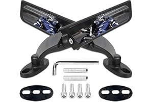 SCERYMO Motorcycle Rear View Mirrors, 360° Rotating Stealth Mirror, Adjustable Side Mirrors, for Honda CBR300R CBR500R CBR600RR CBR1000RR, Kawasaki Ninja 300 400 650, Suzuki GSXR 600 750 1000, Yamaha, Ducati