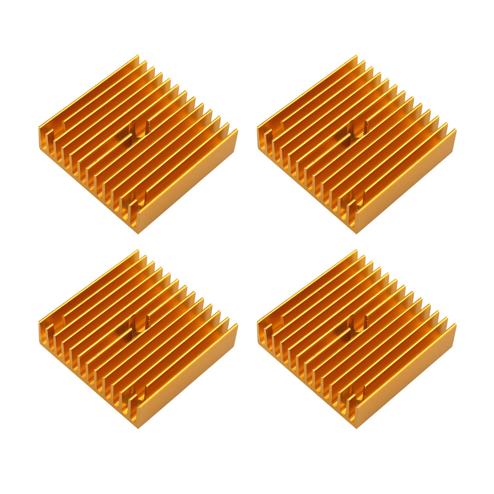 Jopto 4Pcs 3D Printer Accessories 40mm Heatsink Gold Aluminum 40x40x11mm Cooler Heat Sink for Cooling 3D Printers Makerbot MK7/MK8, TEC1-12706 Thermoelectric Peltier Cooler
