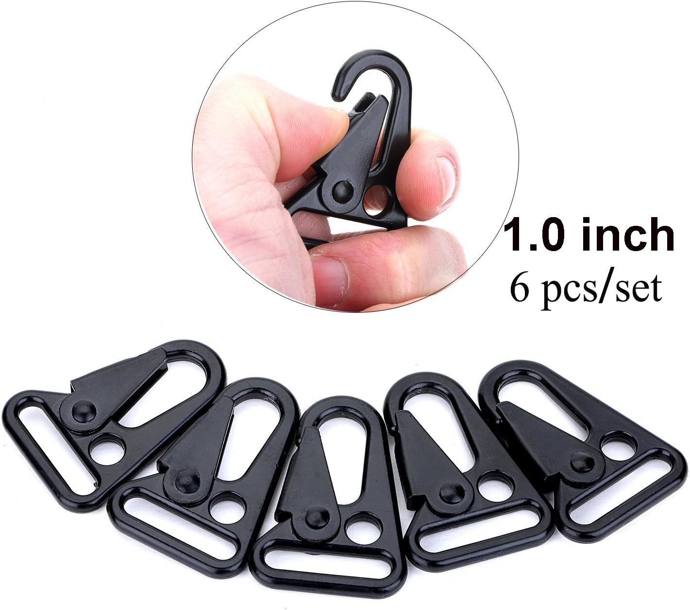 TONMAX 6pcs Tactical HK style 1" Sling Clips Metal Accessory Snap Hook for Rifle Gun QD Buckle for Paracord Sling Outdoor Backpack