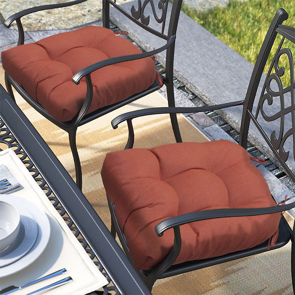 Photo 1 of Magpie Fabrics Patio Tufted Seat Cushions 19"x19" with Ties, 2 Pack, U-Shape Waterproof Outdoor/Indoor Chair Pads for Garden Dining Office, Tatami Floor Pillow Meditation(Coral)