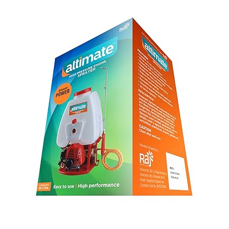 Raj AGRITECH altimate Brass Metal 2S High Pressure Engine Power Sprayer with 90cm Spray Gun - 1.2m delivery Hose