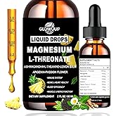 Magnesium L-Threonate Liquid Drops, Magnesium L Threonate Supplement w. Apigenin,Theanine,Lemon Balm for Sleep & Memory, Brain & Nerve Support, Fast Acting Liquid l Threonate Magnesium Than Capsules