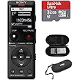 Sony ICD-UX570 Series Digital Voice Recorder (Black) with Built-in USB Bundle with 32GB microSD and Hard Carrying Case