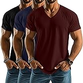 Riyiper 3 Pack Men's Big and Tall T-Shirts V Neck Short Sleeve Plus Size Tops Raglan Casual Stretch Summer Basic Tee Shirts