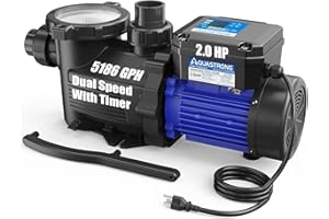 AQUASTRONG in/Above Ground Pool Pump, High Flow (Dual Speed with Timer, 2HP, 5186 GPH, 115V)