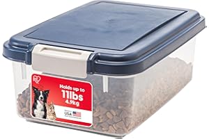 IRIS USA Airtight Dog Food Storage Container, Up to 11 lbs, Dog Cat Bird and Other Pet Food Treats Storage Bin, Dog Cat Wet Food Cans, Keep Fresh, BPA Free, Stackable, Navy