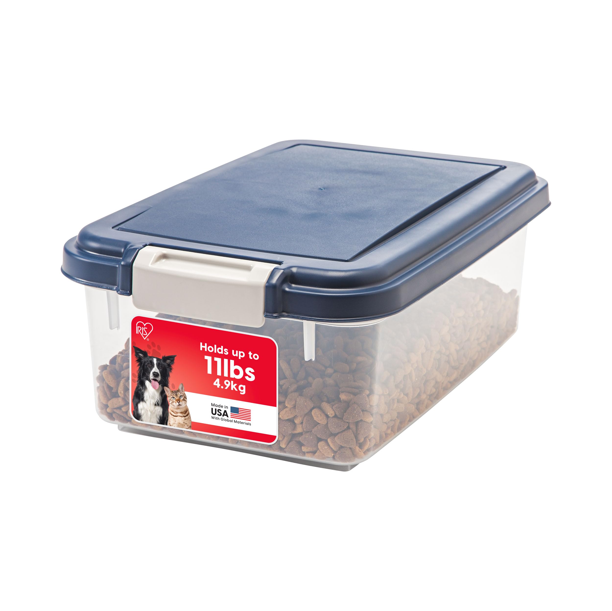 Photo 1 of IRIS USA Airtight Dog Food Storage Container, Up to 11 lbs, Dog Cat Bird and Other Pet Food Treats Storage Bin, Dog Cat Wet Food Cans, Keep Fresh, BPA Free, Stackable, Navy