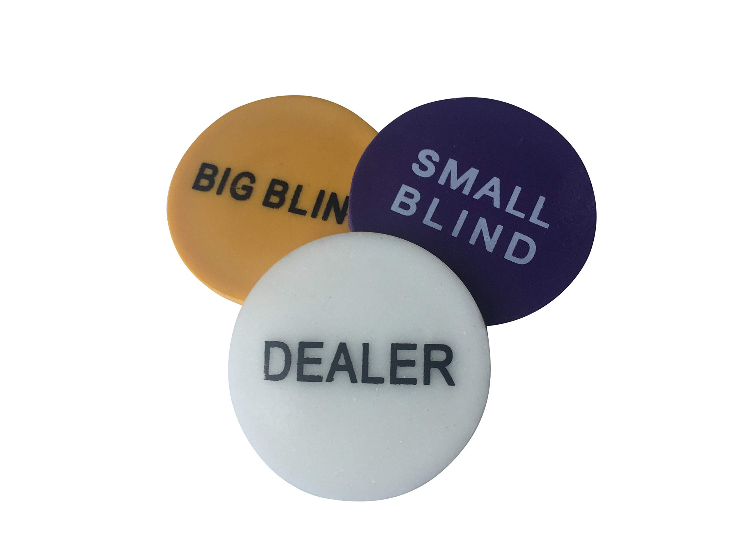 POKER CHIP SHOP 3 PACK - DEALER BUTTON + SMALL AND BIG BLINDS 48mm