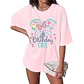 Women Oversized Sequin Birthday Shirt: It's My Birthday Graphic Tees Funny Print Short Sleeve Crewneck Outfit Tops