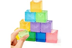 10 Pcs Squishies Fidget Toys, Ice Cube Squeezes Toys Stress Cubes Sensory Squishies Ball for Adults Kids, Ice Cube Style Anxi