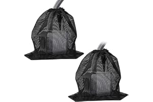 lenpestia Pump Barrier Bag 2 Pcs Large Pond Pump Filter Bag Black Nylon Pump Mesh Bag with Drawstring for Most Pumps, Fountain, Aquarium Swimming Pond Biological Filters (17.7"x 17.7")