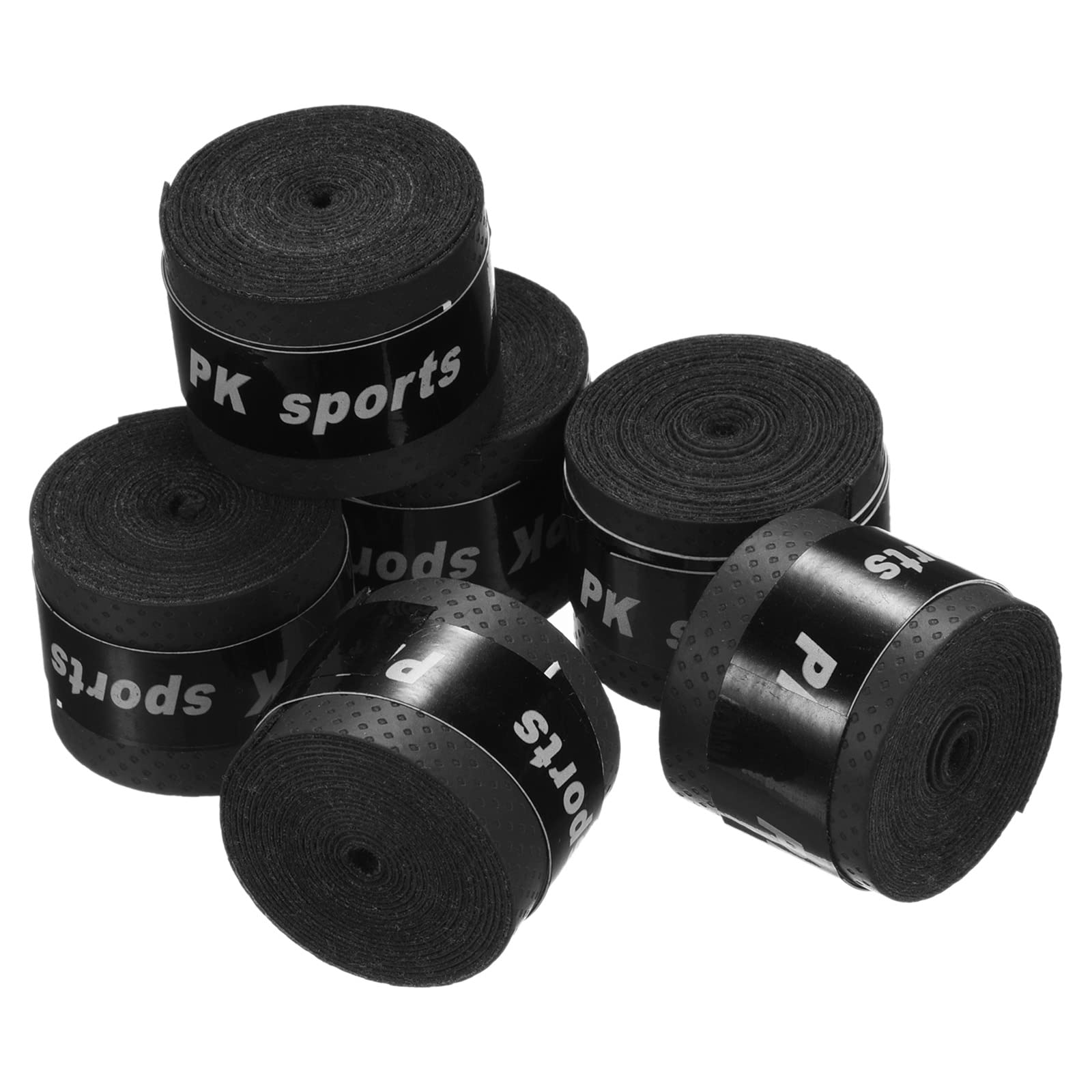 PATIKIL 43.3" Tennis Racket Grip Tape, 6 Pack PU Overgrip Round Groove Non-Slip Absorb Sweat for Badminton Fishing Rod, Black