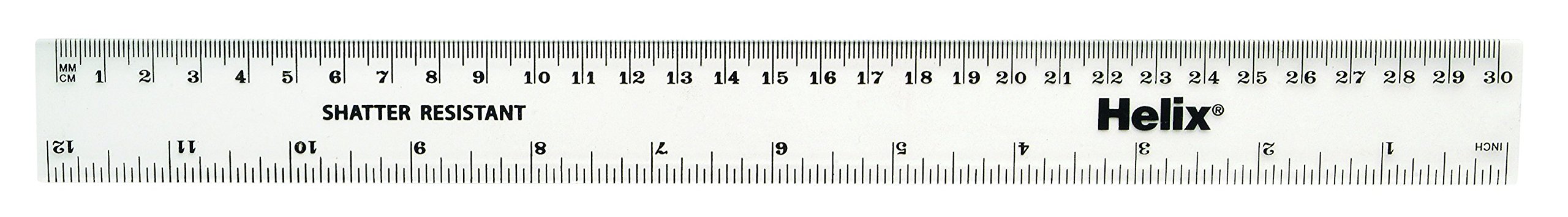 Helix 30cm Metric Imperial Shatter Resistant Ruler (Box of 100)