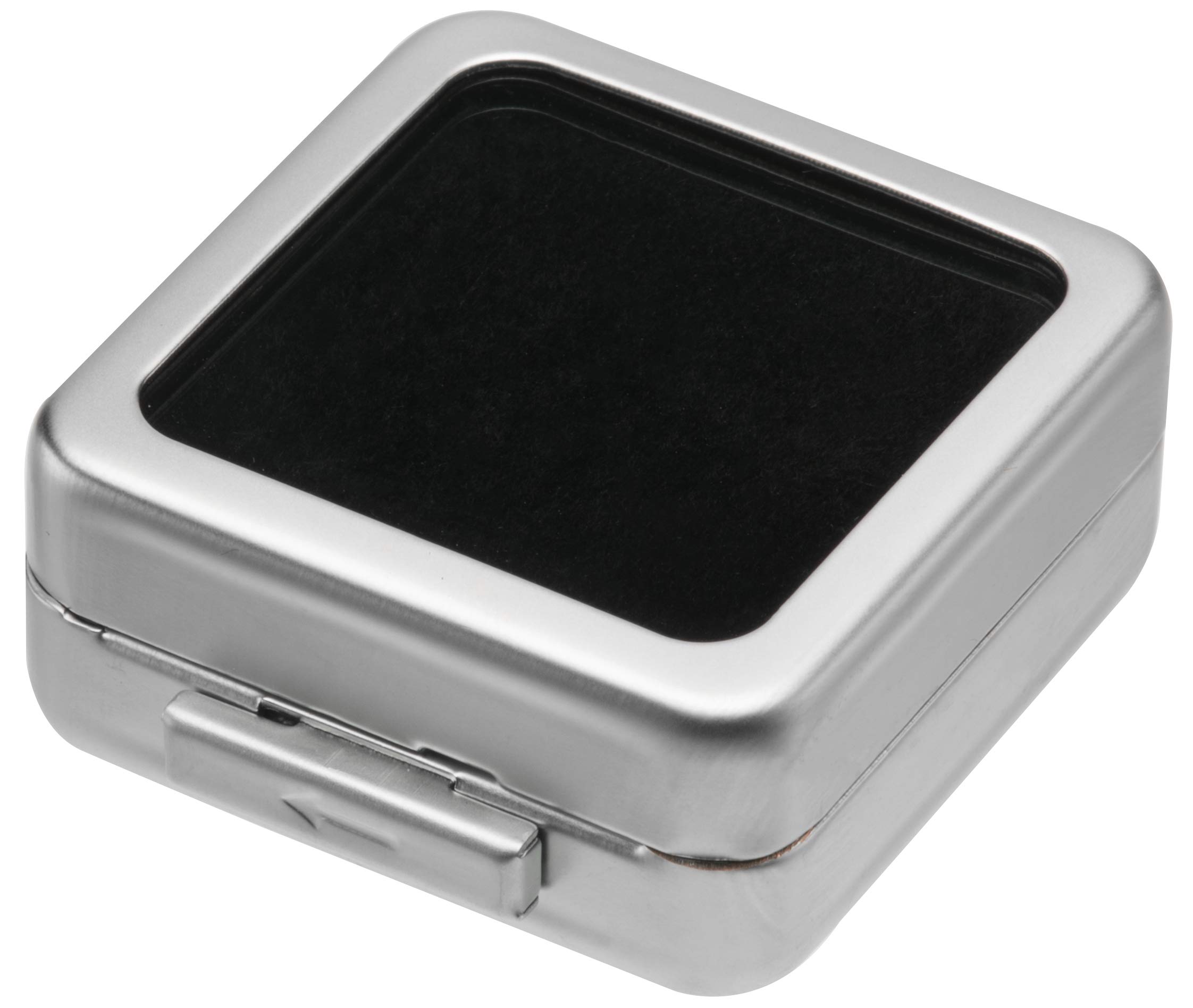 POKOFO Glass Top Loose Diamond or Gemstone Display Box Case Holder Show Container Metal (Silver)